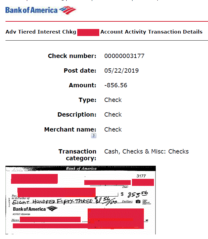 Check clearing transaction